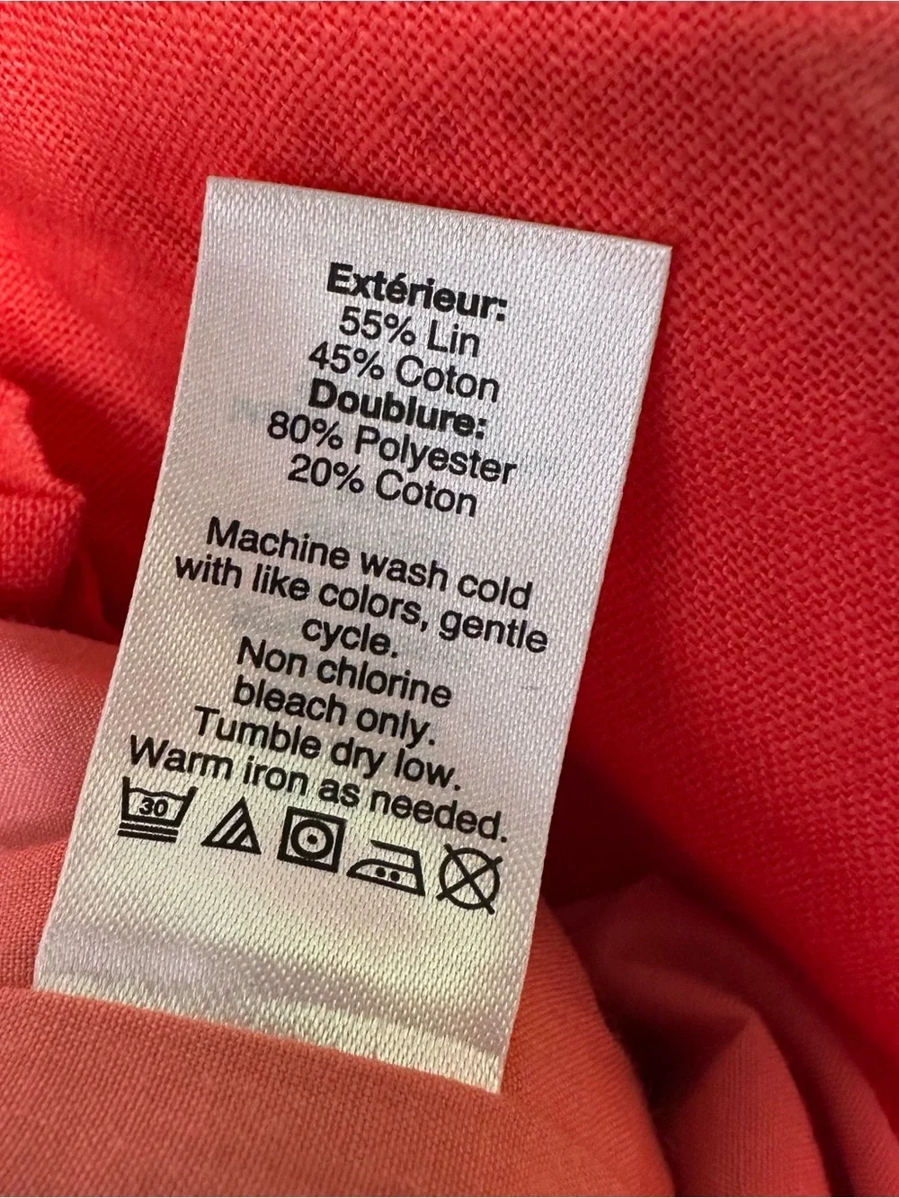 J. Crew Factory Coral Linen Blend Smocked Waist Skirt Size 14